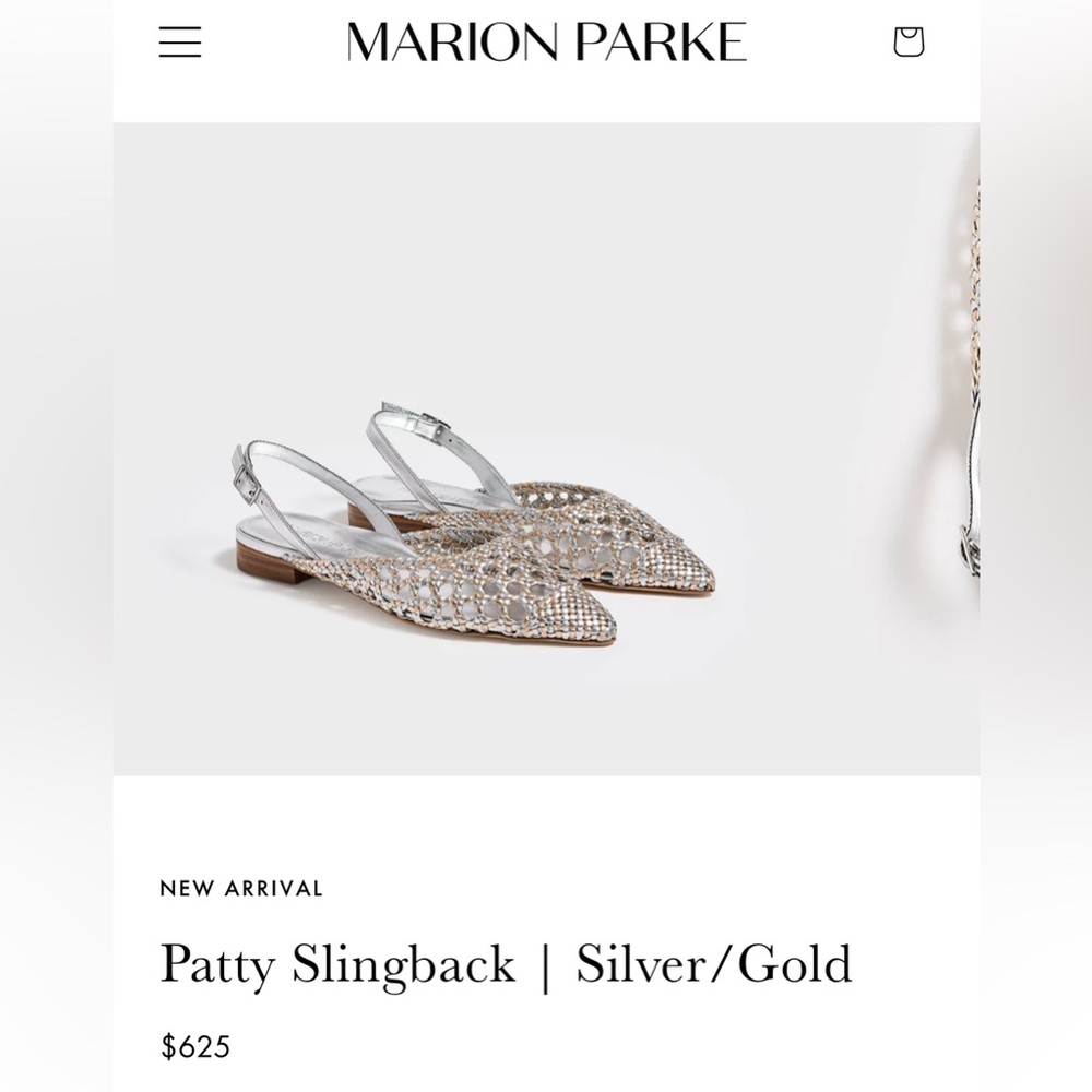 MARION PARKE Patty Slingback Flat Sandals White Braided Leather - Picture 6 of 16